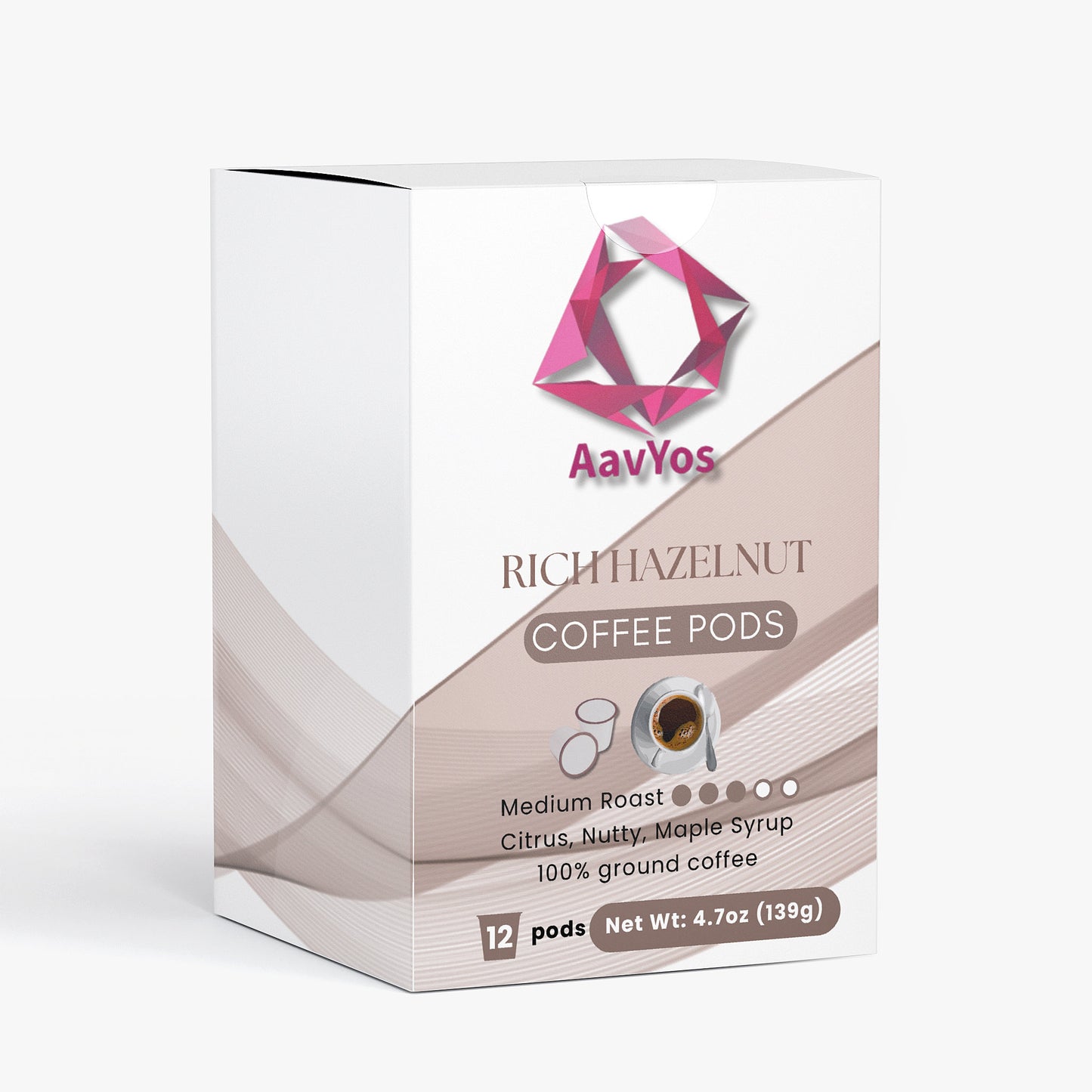 AavYos Rich Hazelnut Coffee Pods (Medium Roast)